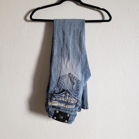 Miss Me Denim - Miss me wing distressed ripped boot cut light jean